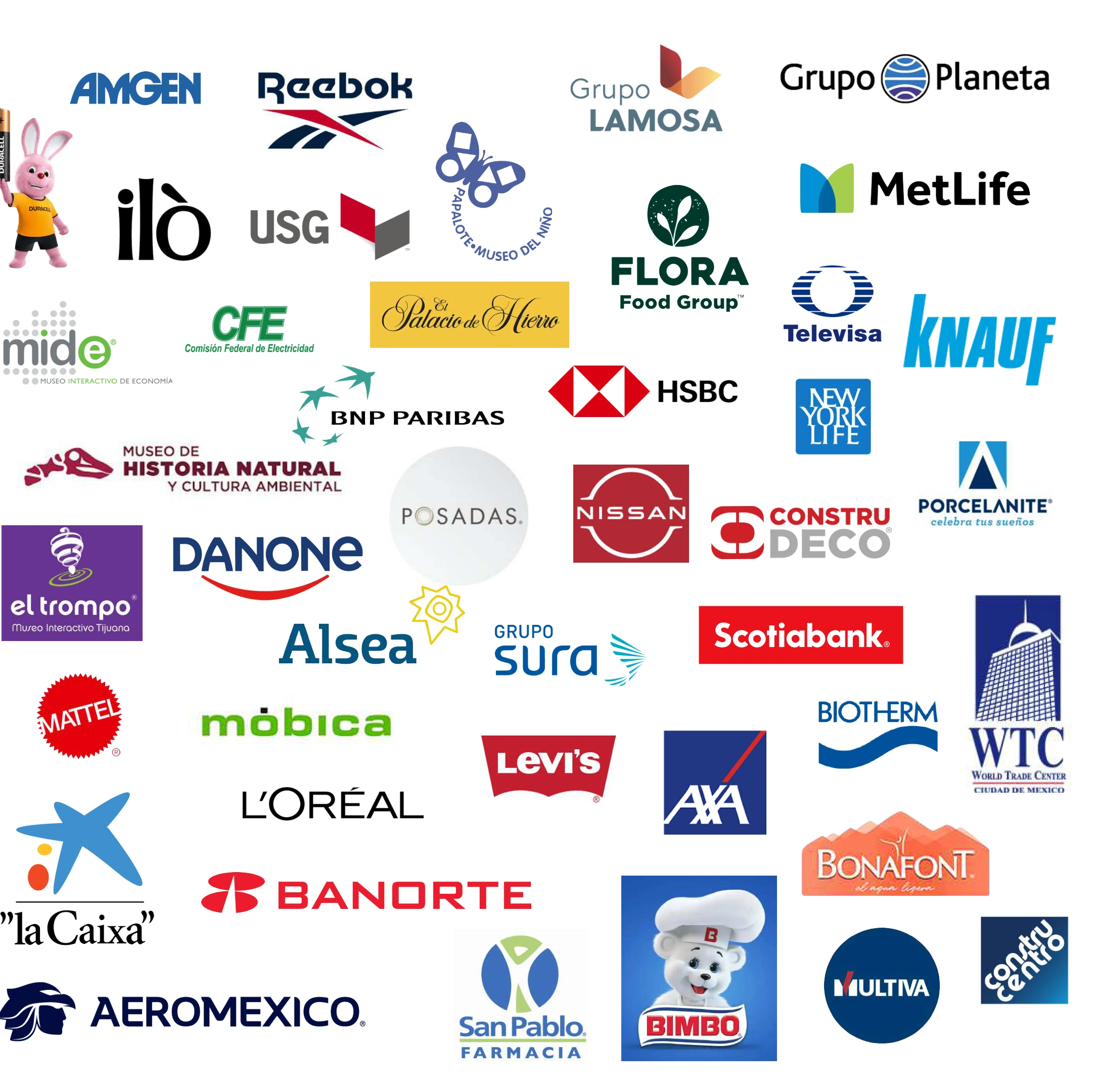 Clientes incluidos en la presentación de Dinámica Genérica: Amgen, Reebok, Grupo Lamosa, Grupo Planeta, USG, MetLife, Televisa, Knauf, HSBC, Danone, Nissan, Scotiabank, Mattel, Sura, Levi’s, L’Oréal, Banorte, Aeroméxico, Bimbo, San Pablo Farmacia y otras marcas